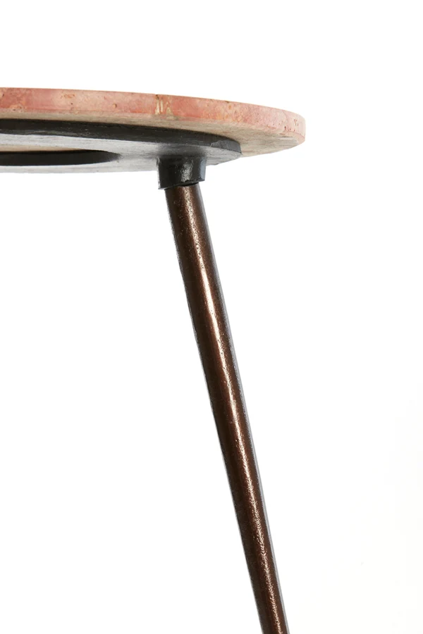 Side table S/2 41x49+48x53 cm ZECA red travertine+d brown