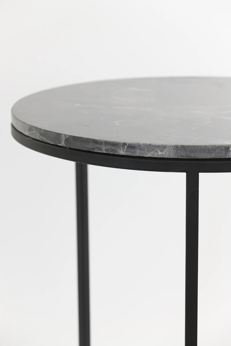 Side table S/2 41x48+49x53,5 cm ALFIO brown marble+black