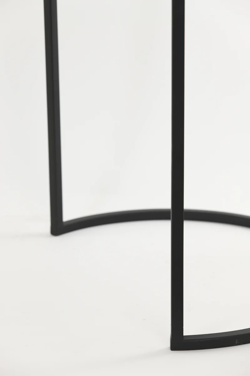 Side table S/2 41x48+49x53,5 cm ALFIO brown marble+black