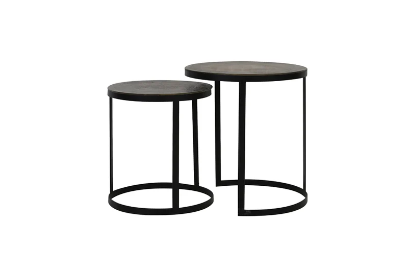 Side table S/2 41x46+49x52 cm TRELO antique bronze-black