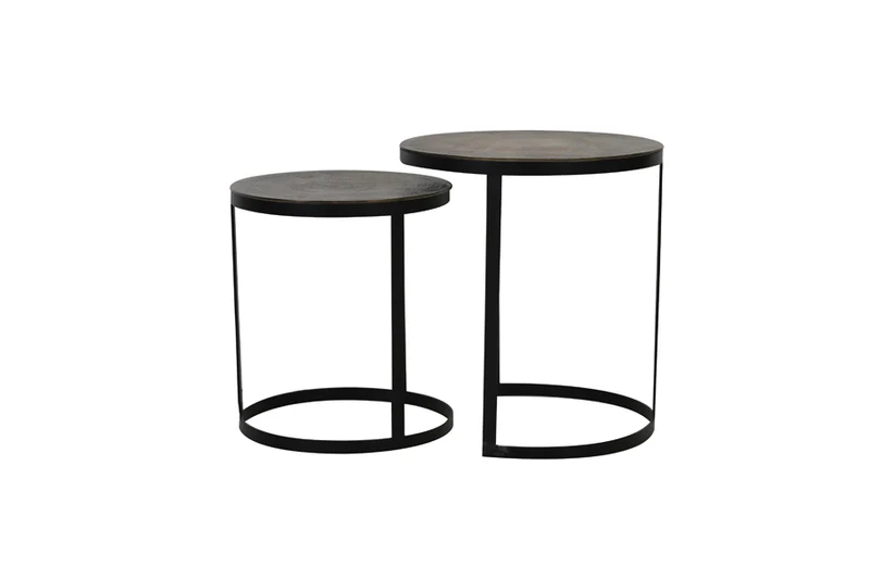 Side table S/2 41x46+49x52 cm TRELO antique bronze-black
