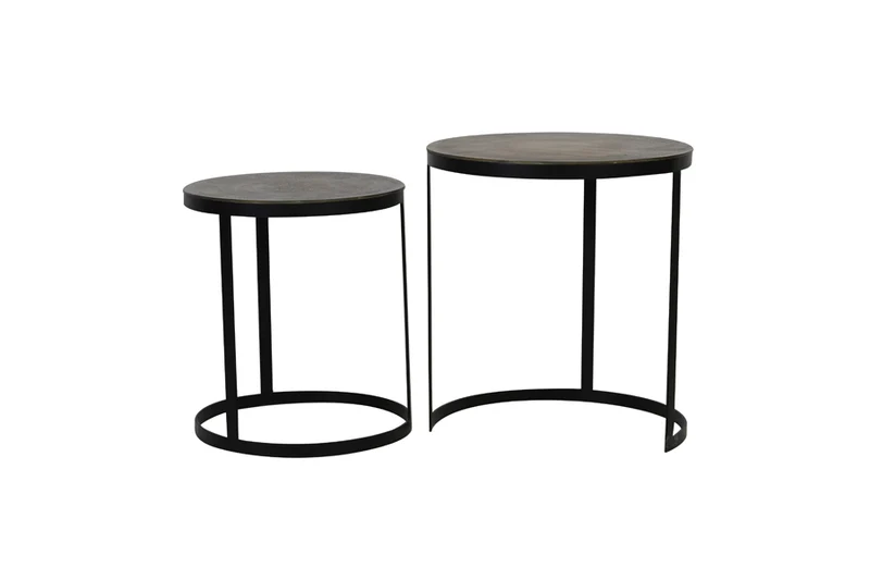 Side table S/2 41x46+49x52 cm TRELO antique bronze-black