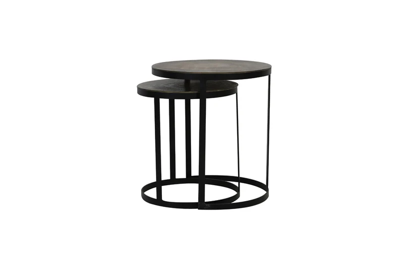 Side table S/2 41x46+49x52 cm TRELO antique bronze-black