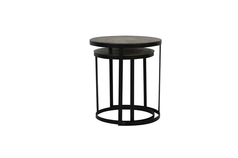 Side table S/2 41x46+49x52 cm TRELO antique bronze-black