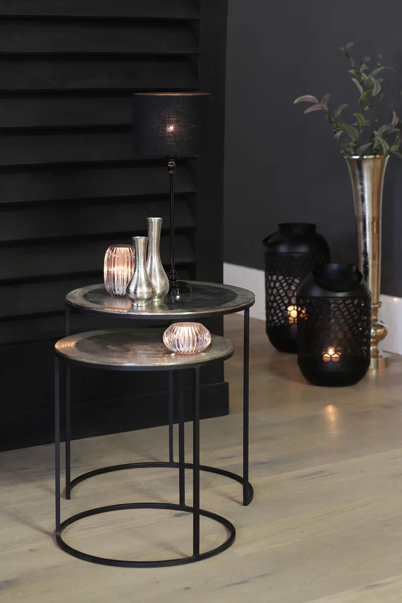 Side table S/2 41x46+49x52 cm TALCA raw nickel