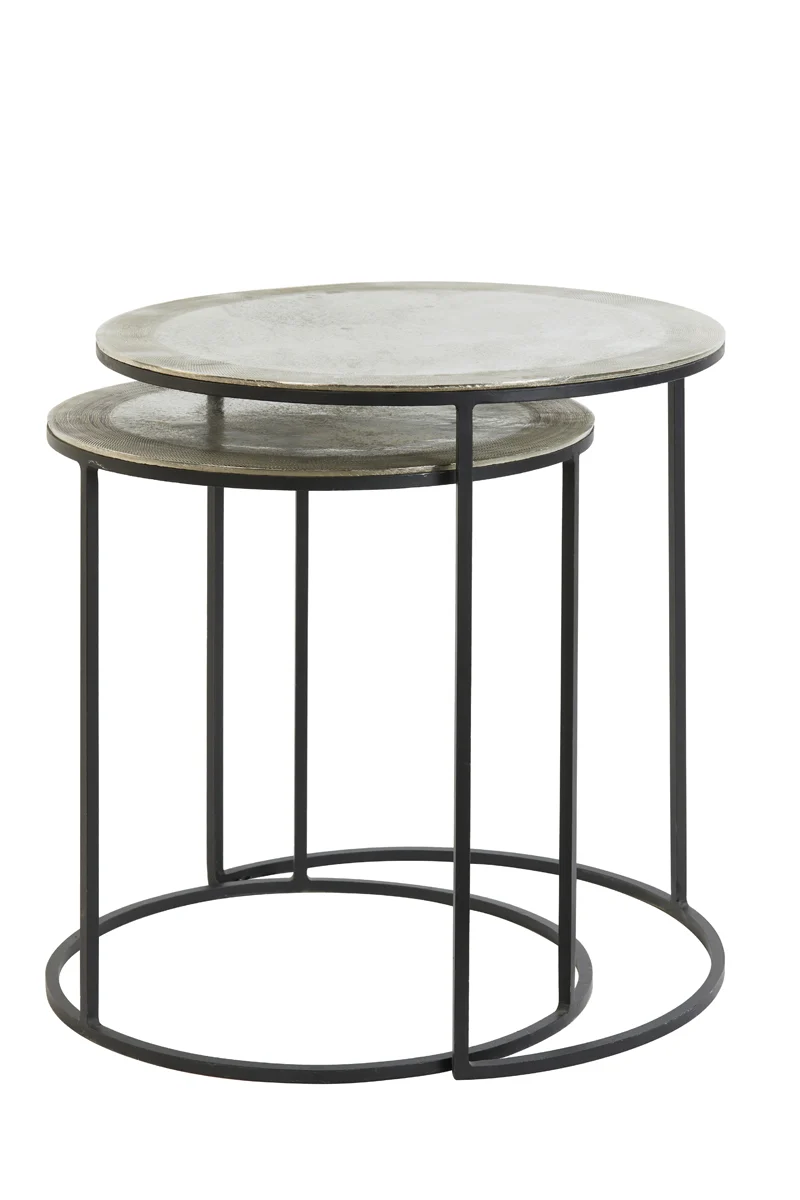 Side table S/2 41x46+49x52 cm TALCA raw nickel