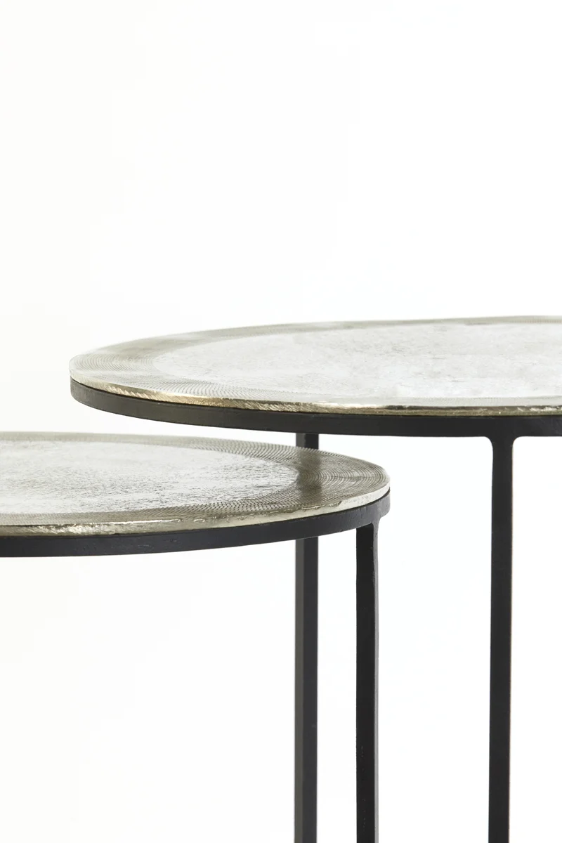 Side table S/2 41x46+49x52 cm TALCA raw nickel