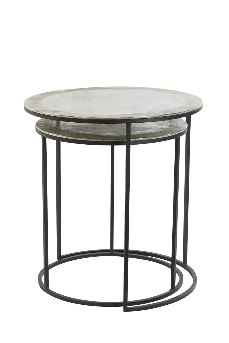 Side table S/2 41x46+49x52 cm TALCA raw nickel