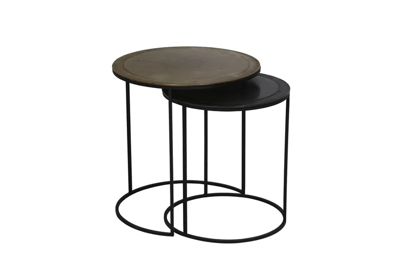 Side table S/2 41x46+49x52 cm TALCA ant copper+brnz edge