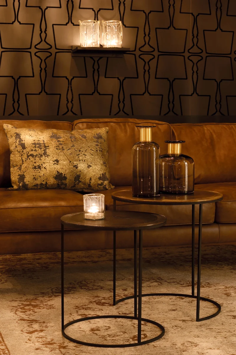 Side table S/2 41x46+49x52 cm TALCA ant copper+brnz edge