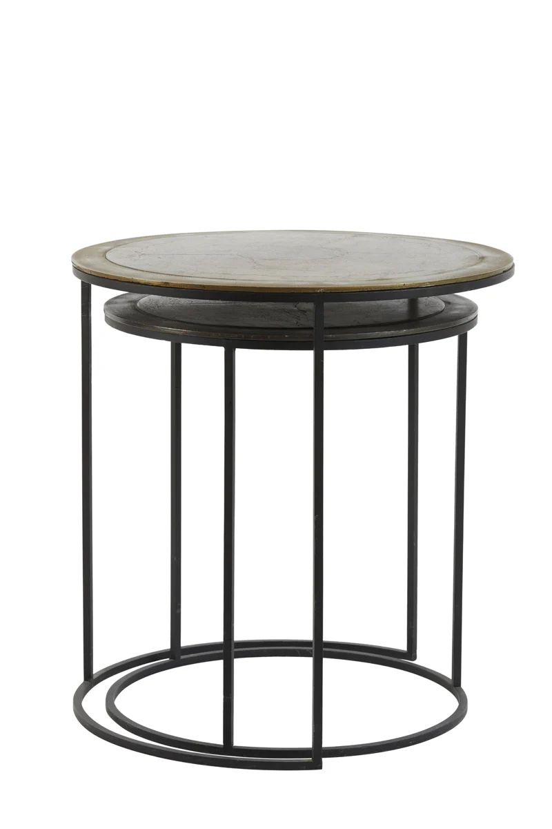Side table S/2 41x46+49x52 cm TALCA ant copper+brnz edge