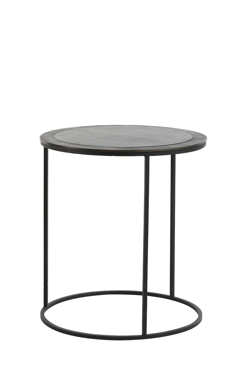 Side table S/2 41x46+49x52 cm TALCA ant copper+brnz edge