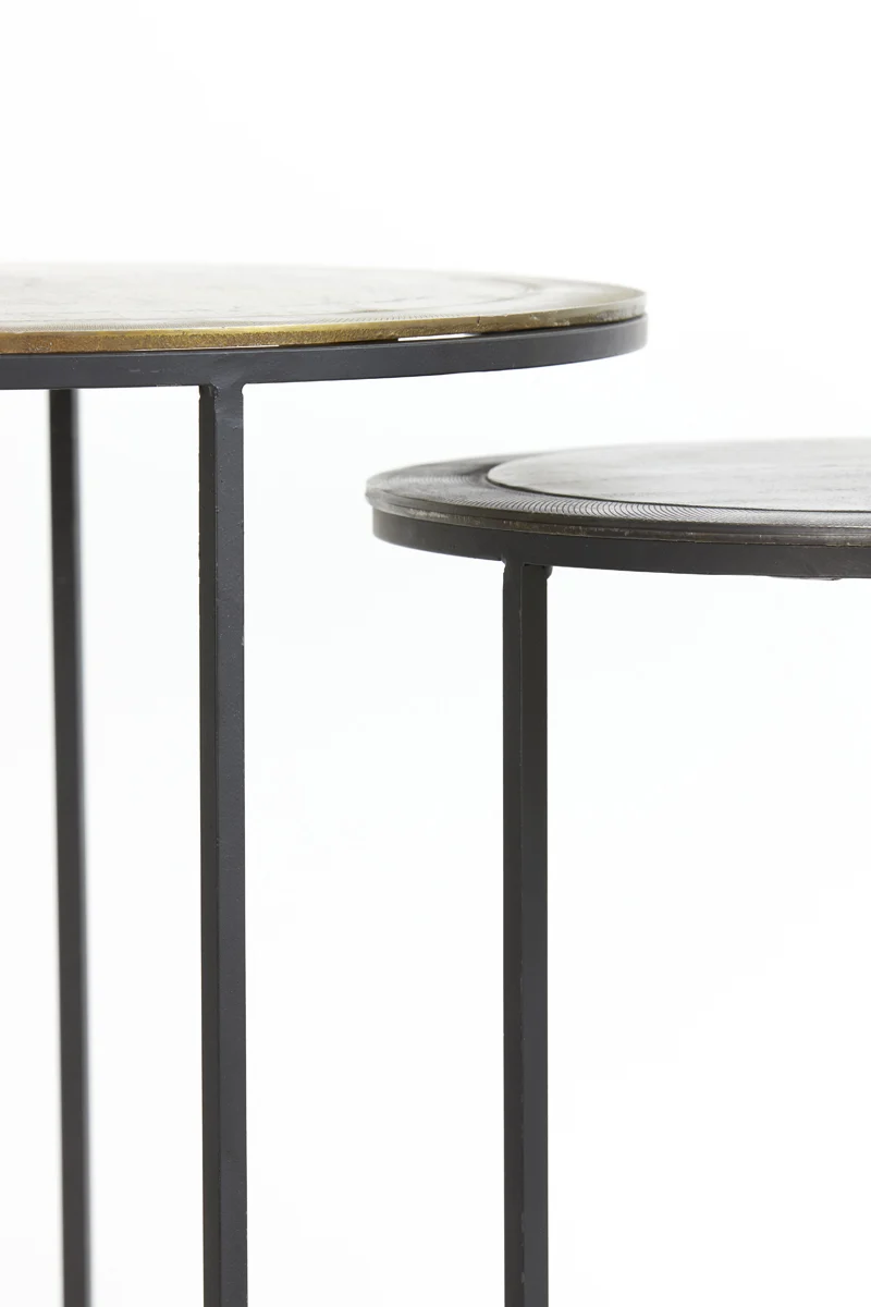 Side table S/2 41x46+49x52 cm TALCA ant copper+brnz edge