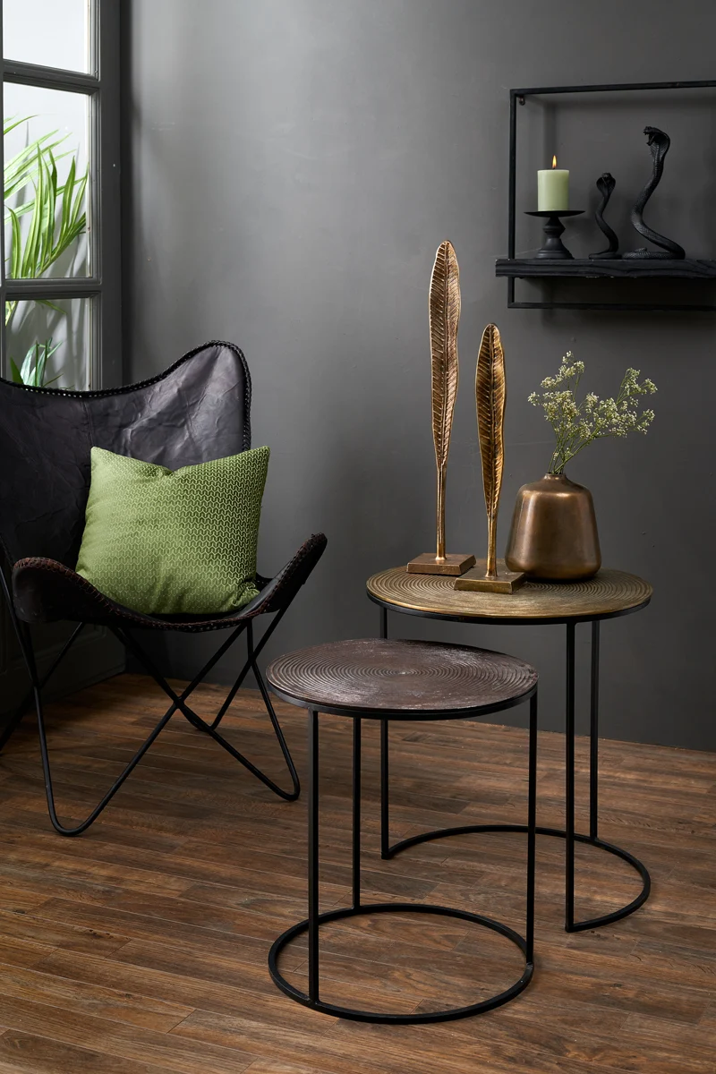 Side table S/2 41x46+49x52 cm TALCA ant copper+brnz circ