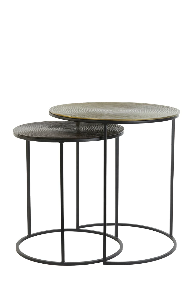 Side table S/2 41x46+49x52 cm TALCA ant copper+brnz circ