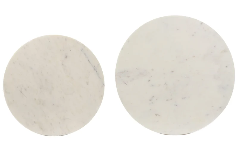 Side table S/2 41x46+49x52 cm PERLATO marble whte+ant brnz