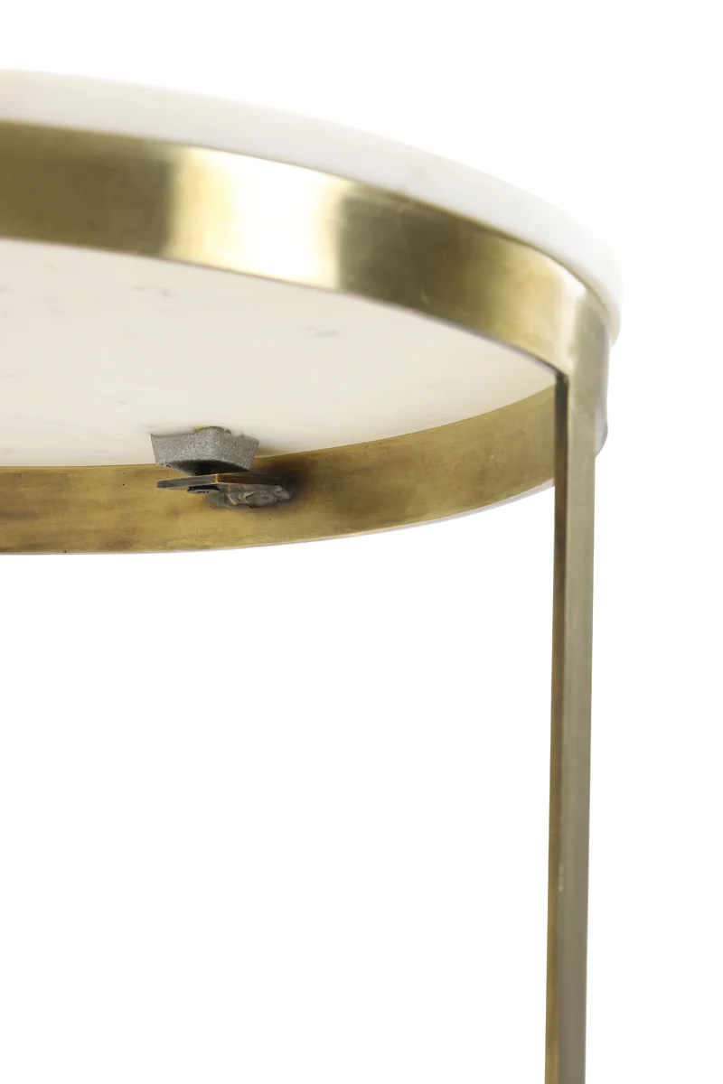 Side table S/2 41x46+49x52 cm PERLATO marble whte+ant brnz