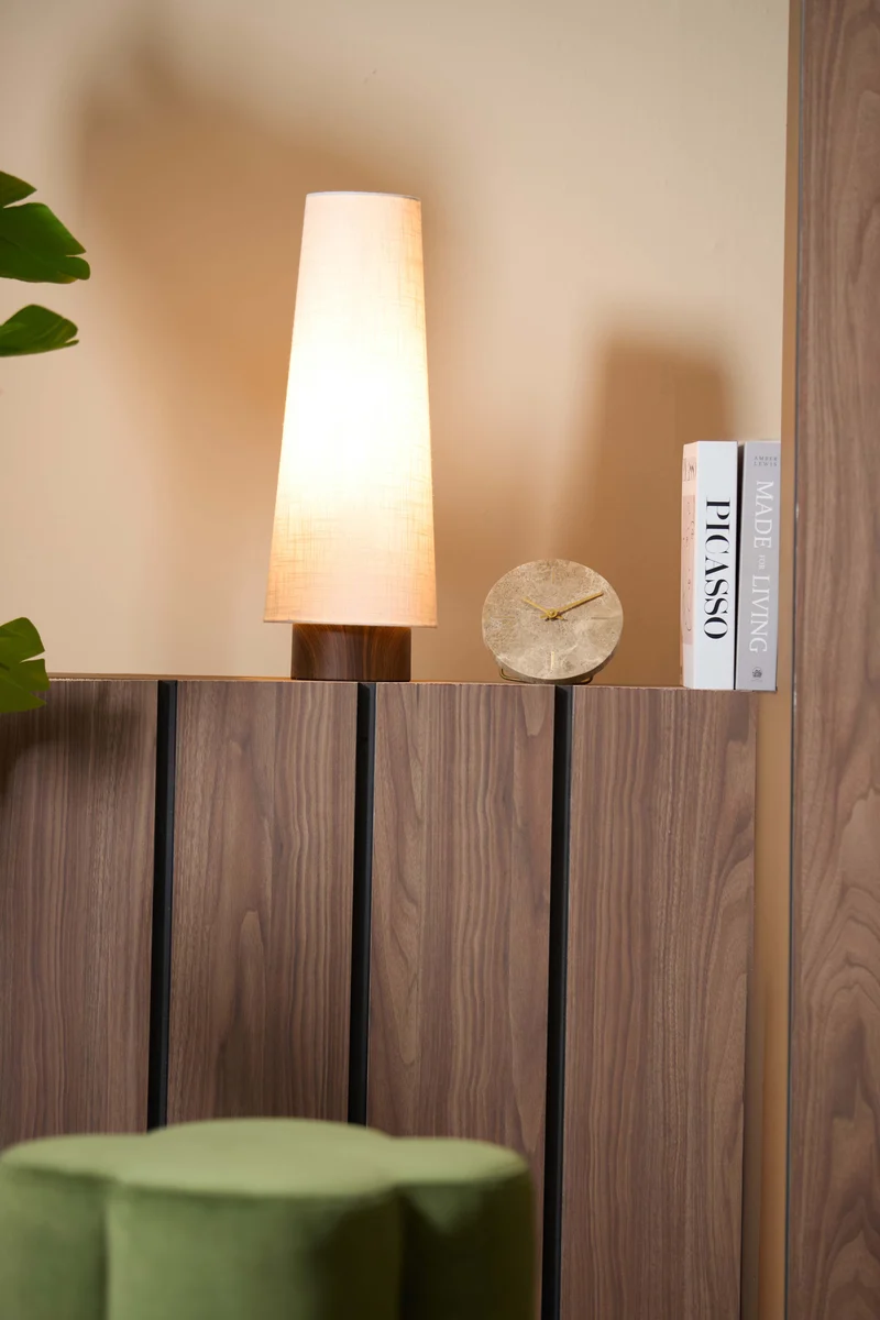 Table lamp 19x52,5 cm HOWIE wood print dark brown+cream