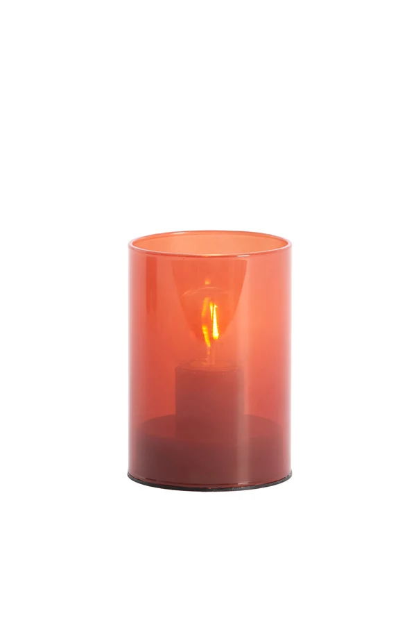 Table lamp LED 7x10 cm VAZOLLA glass milky stone red