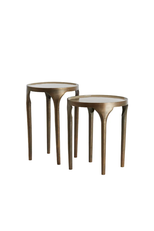 Side table S/2 40x46+36x52 cm LAPAZ antique bronze+taupe