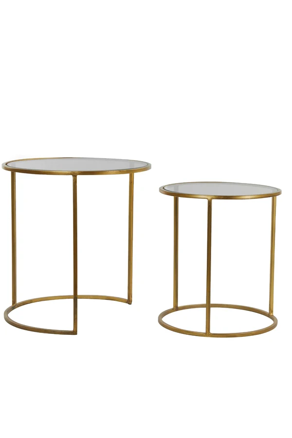 Side table S/2 40x45+50x52 cm DUARTE smoked glass-gold