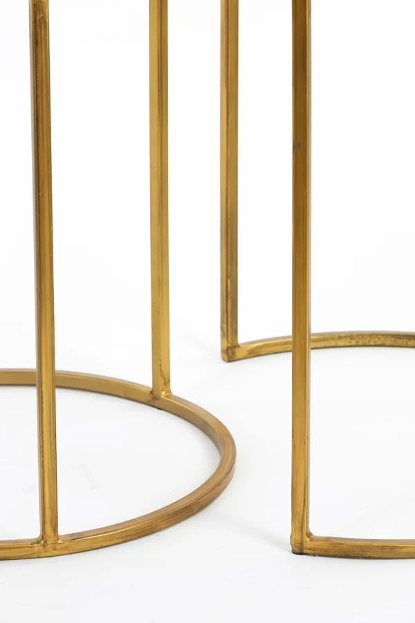 Side table S/2 40x45+50x52 cm DUARTE smoked glass-gold