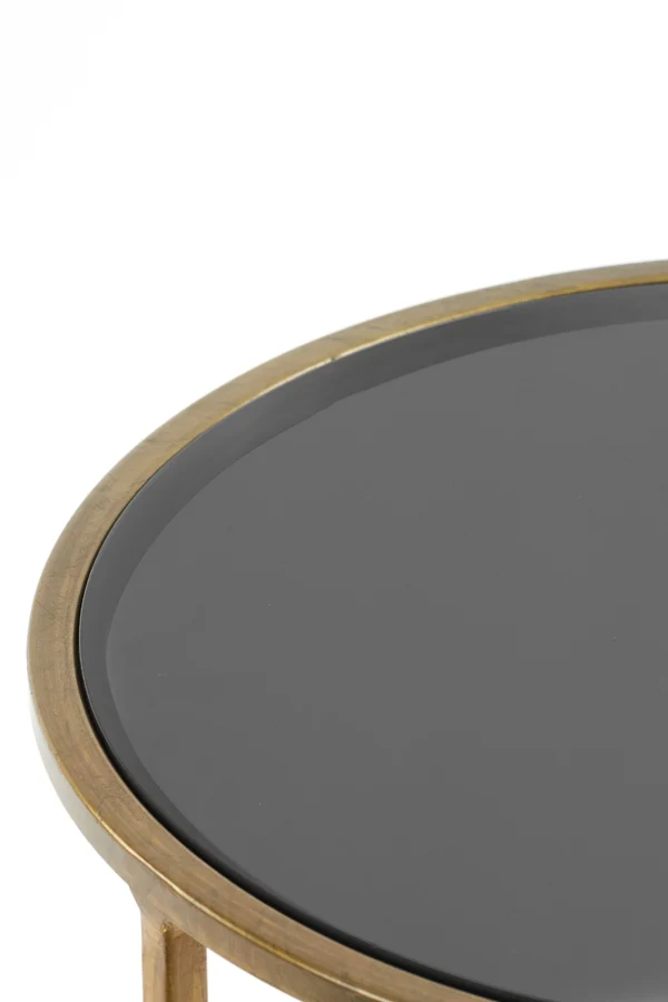 Side table S/2 40x45+50x52 cm DUARTE smoked glass-gold