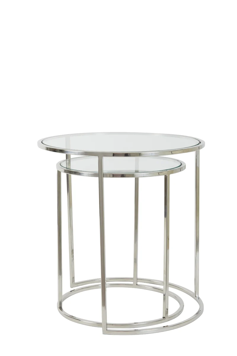 Side table S/2 40x45+50x52 cm DUARTE nickel+glass