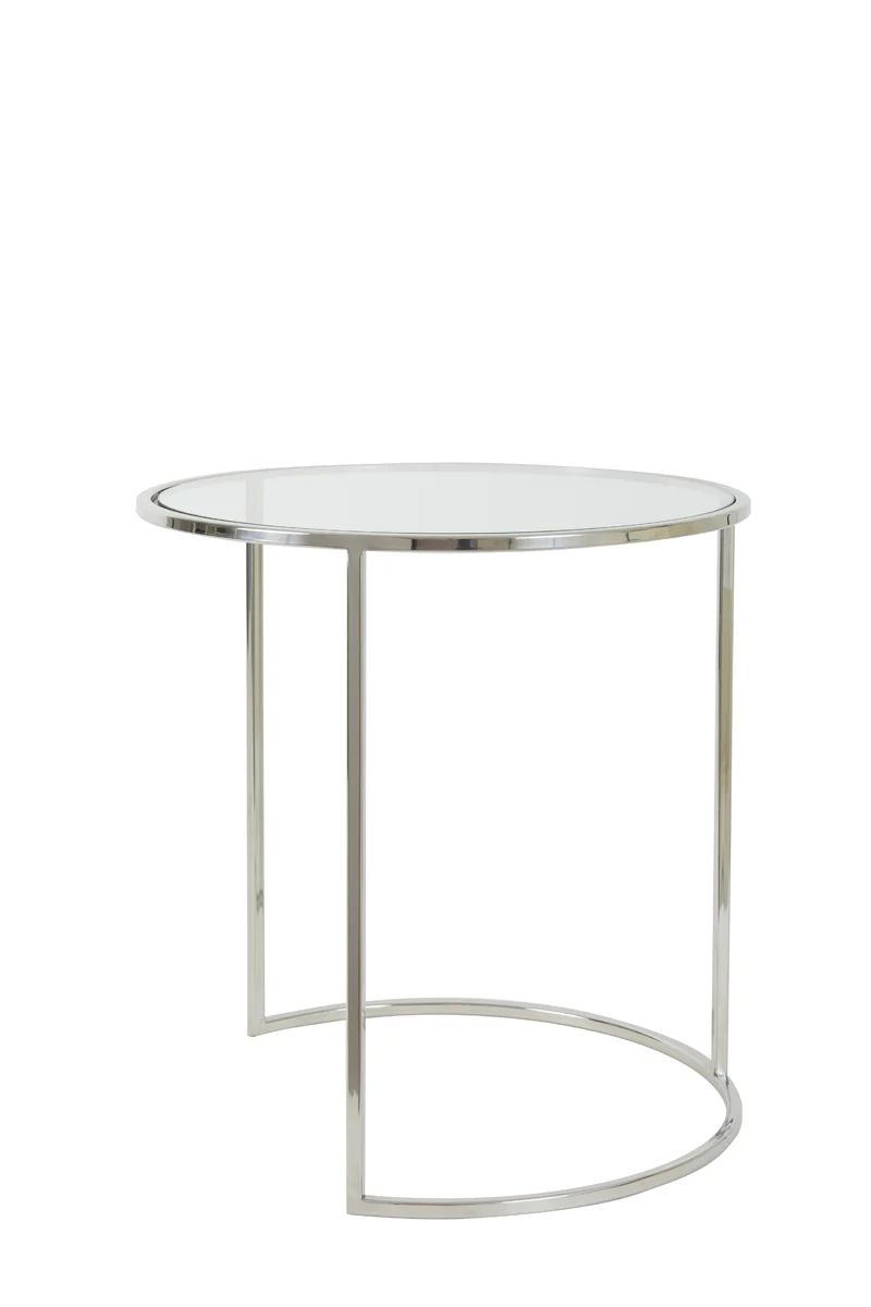Side table S/2 40x45+50x52 cm DUARTE nickel+glass