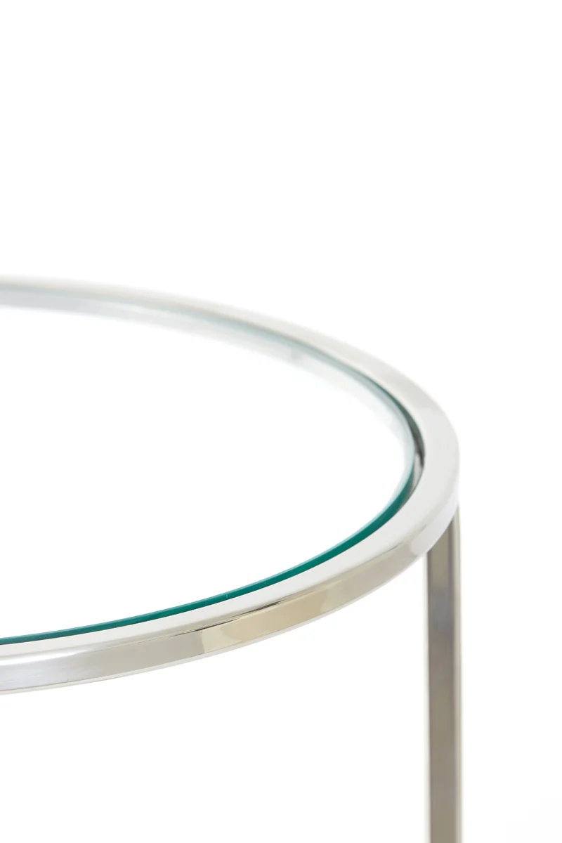 Side table S/2 40x45+50x52 cm DUARTE nickel+glass
