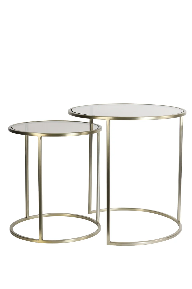Side table S/2 40x45+50x52 cm DUARTE gls brown+light gold