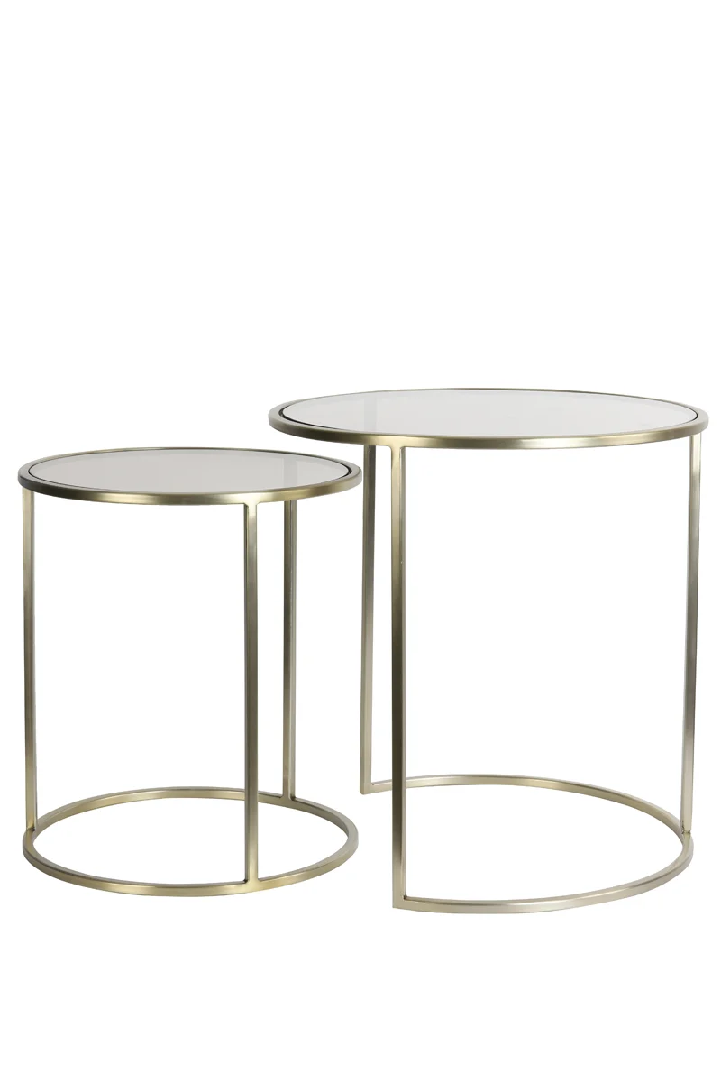 Side table S/2 40x45+50x52 cm DUARTE gls brown+light gold