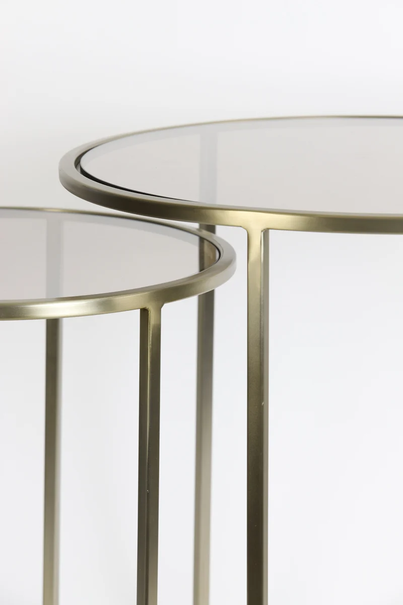 Side table S/2 40x45+50x52 cm DUARTE gls brown+light gold