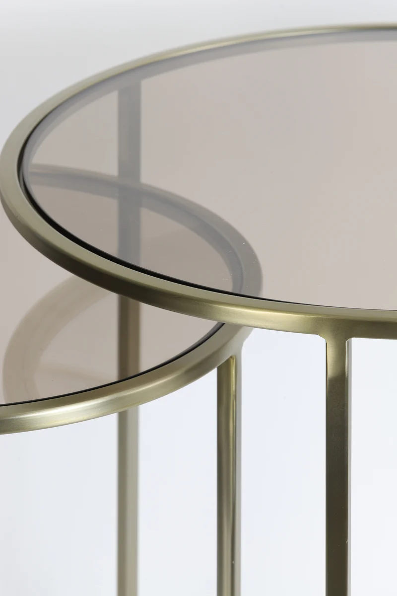Side table S/2 40x45+50x52 cm DUARTE gls brown+light gold