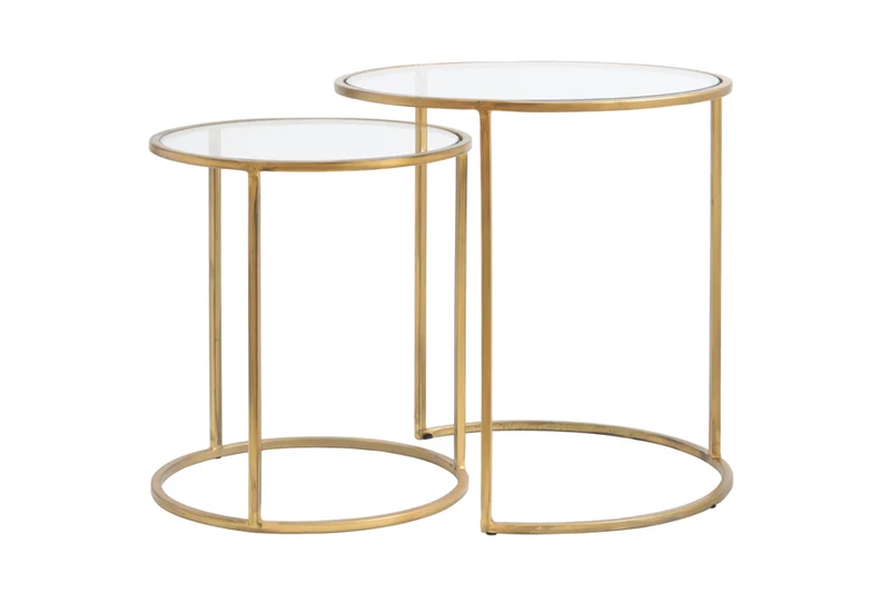 Side table S/2 40x45+50x52 cm DUARTE glass-gold