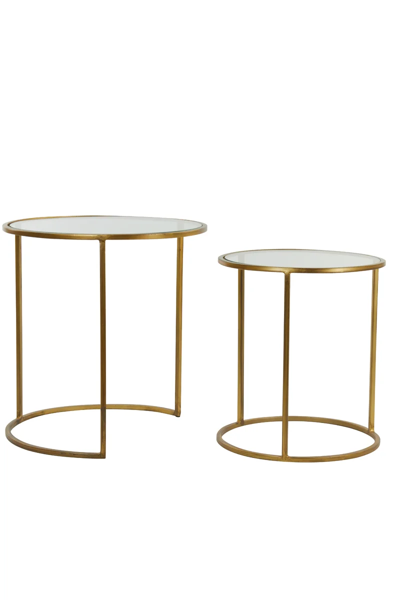 Side table S/2 40x45+50x52 cm DUARTE glass-gold