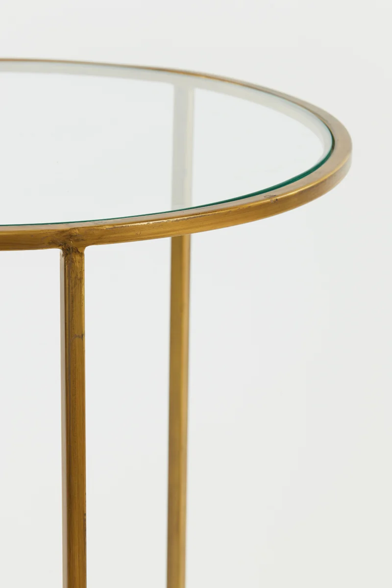 Side table S/2 40x45+50x52 cm DUARTE glass-gold