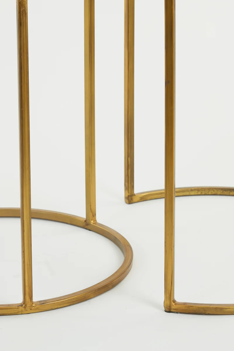 Side table S/2 40x45+50x52 cm DUARTE glass-gold