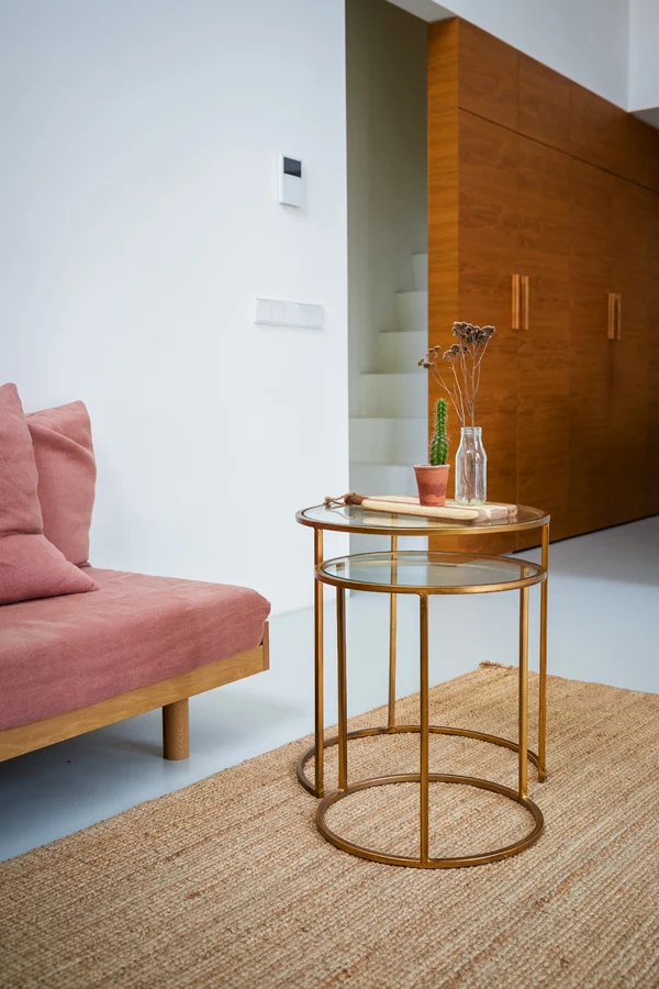 Side table S/2 40x45+50x52 cm DUARTE glass-gold