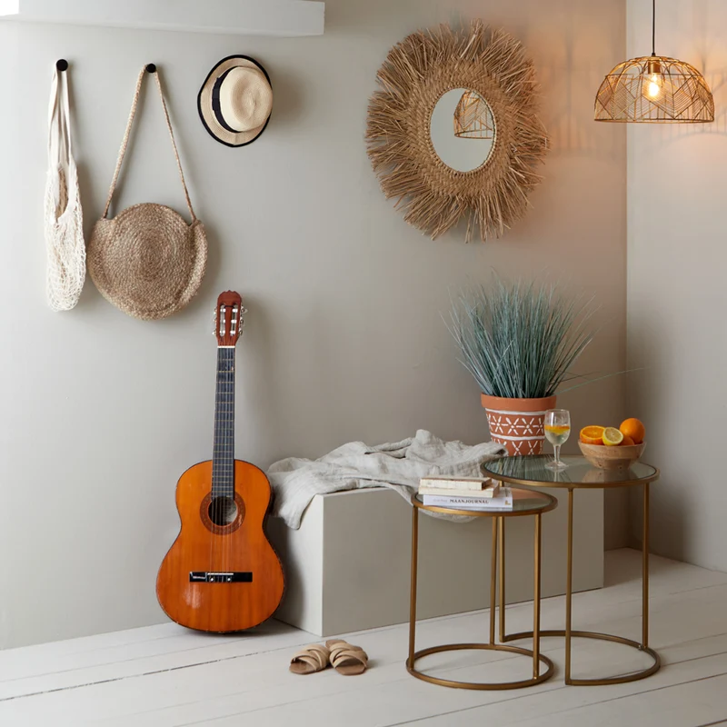 Side table S/2 40x45+50x52 cm DUARTE glass-gold