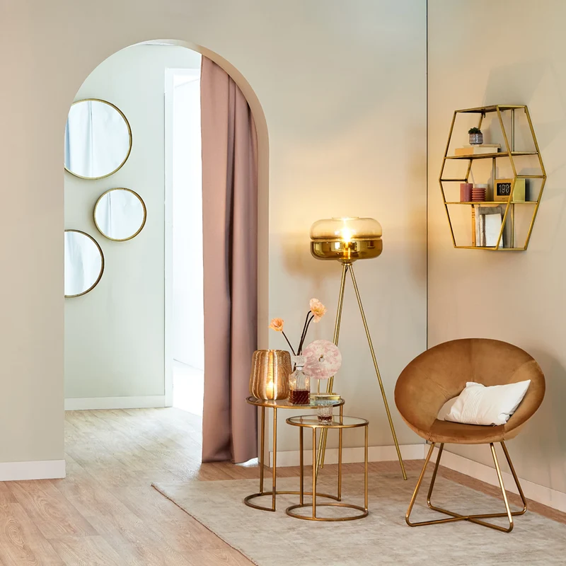 Side table S/2 40x45+50x52 cm DUARTE glass-gold