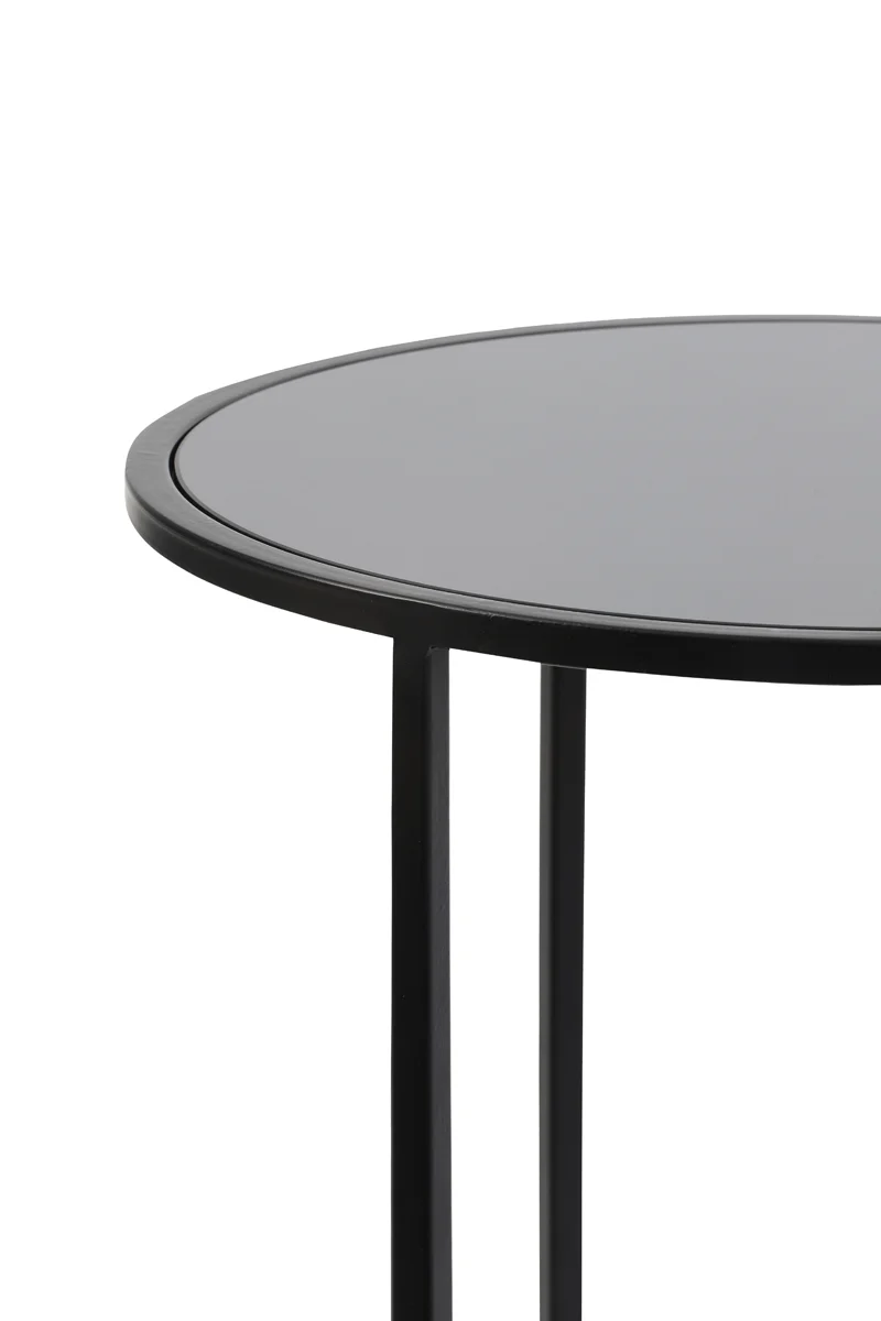 Side table S/2 40x45+50x52 cm DUARTE glass black-matt blck