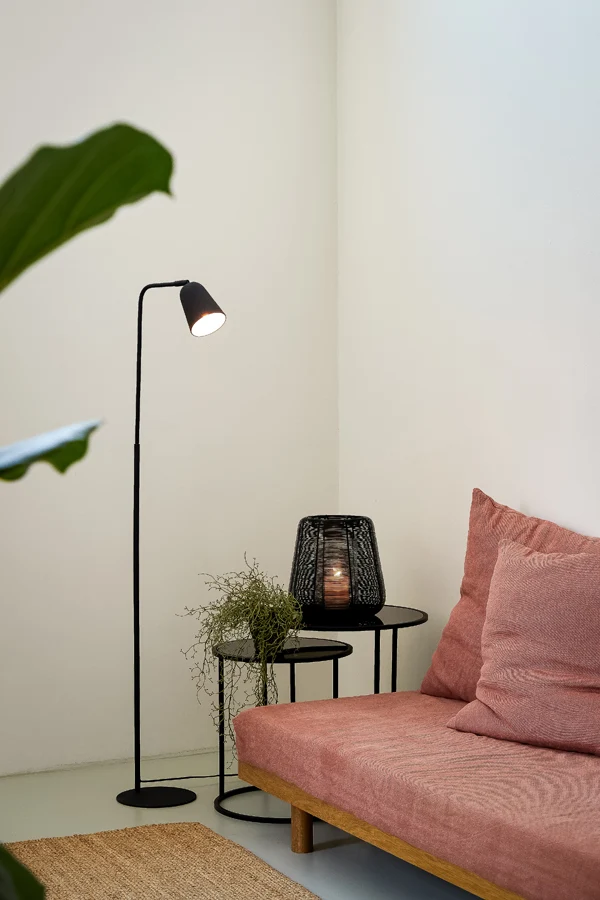 Side table S/2 40x45+50x52 cm DUARTE glass black-matt blck