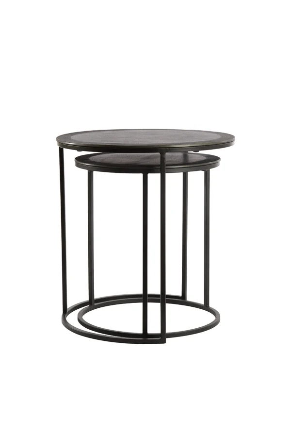 Side table S/2 40x45+49x50,5 cm TALCA raw lead antique