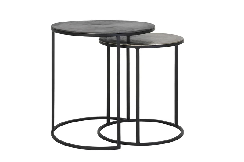 Side table S/2 40x45+49x50,5 cm TALCA raw lead+antiq lead