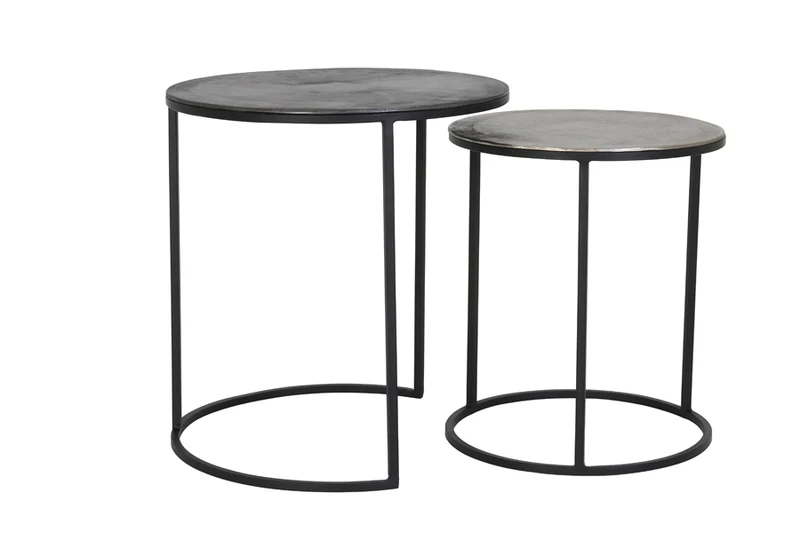 Side table S/2 40x45+49x50,5 cm TALCA raw lead+antiq lead