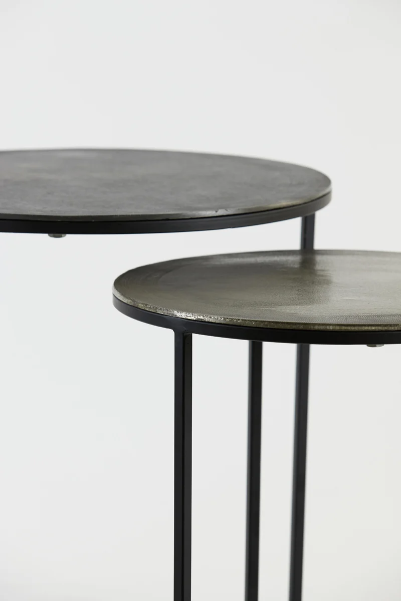 Side table S/2 40x45+49x50,5 cm TALCA raw lead+antiq lead