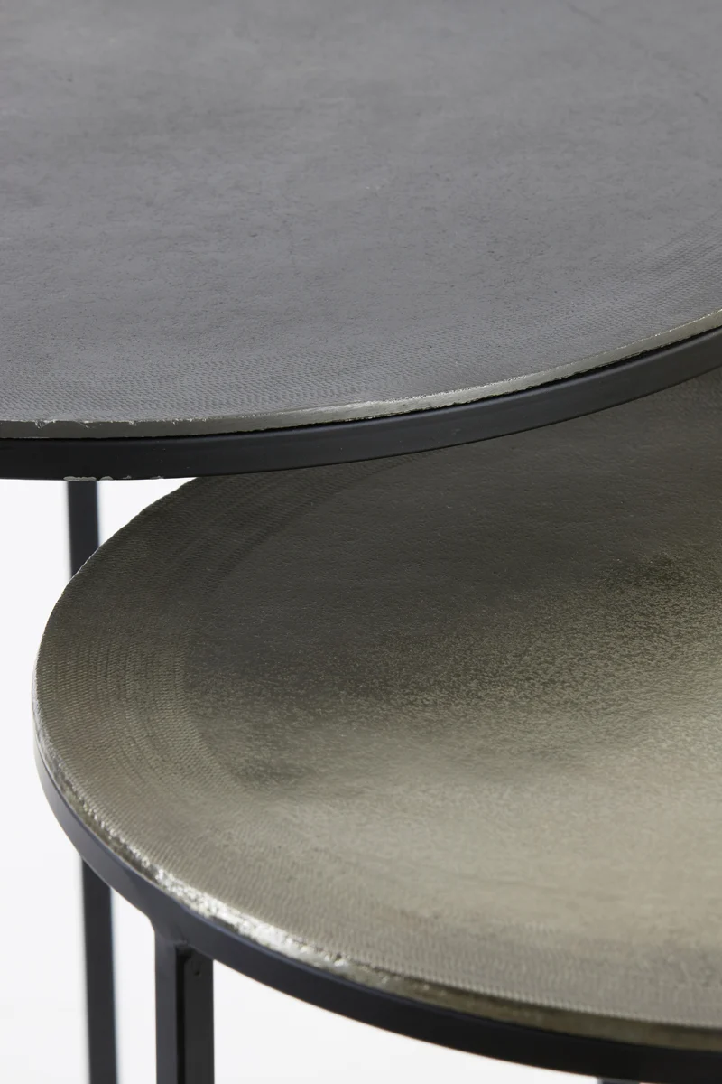 Side table S/2 40x45+49x50,5 cm TALCA raw lead+antiq lead