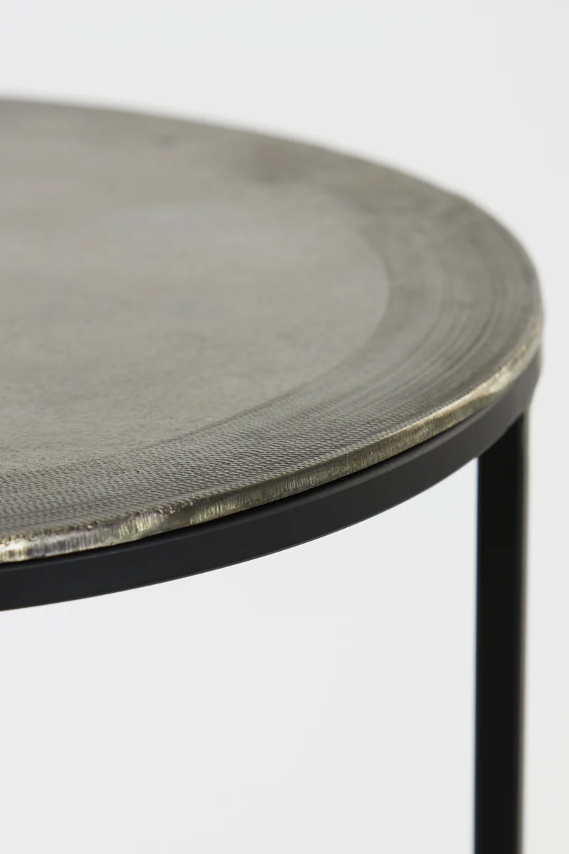 Side table S/2 40x45+49x50,5 cm TALCA raw lead+antiq lead