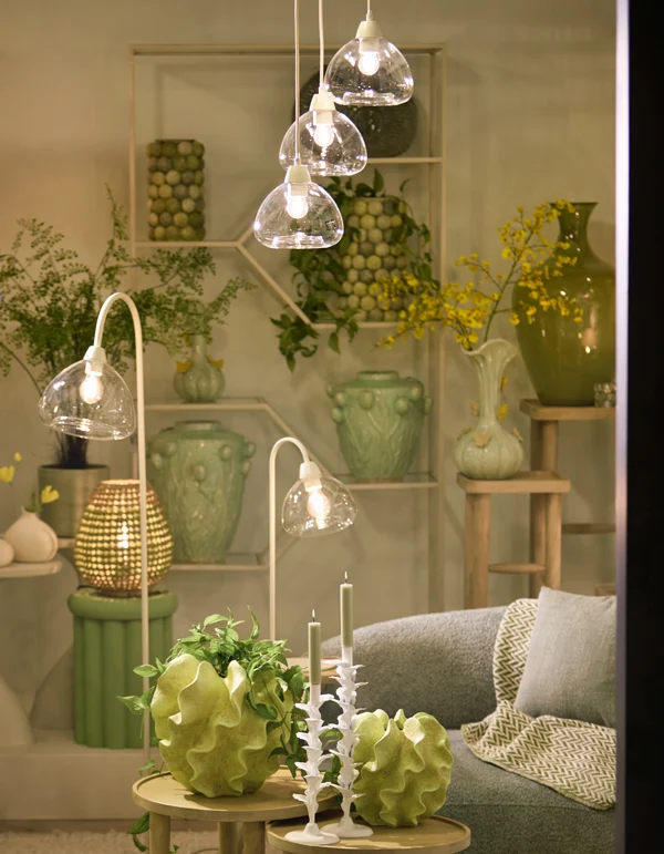 Table lamp 31,5x20x61 cm BISHO glass clear+cream